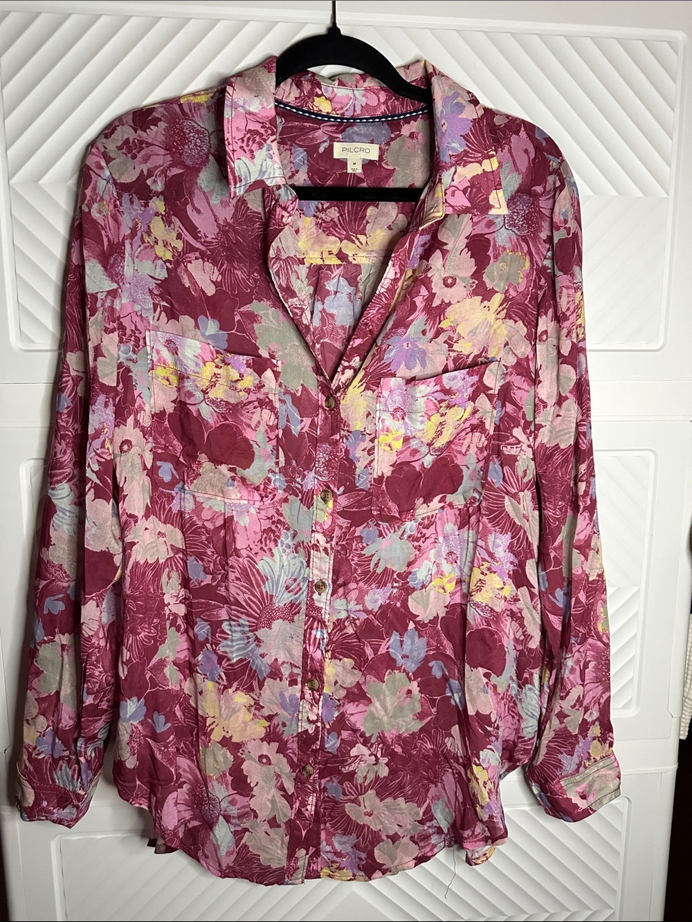 Pilcro Pink Floral Button-Down Shirt